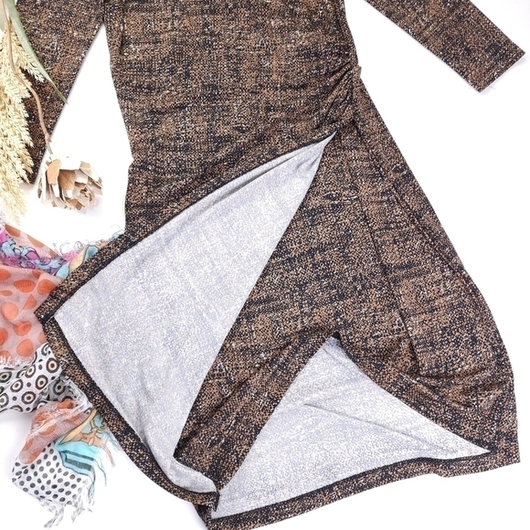 TALBOTS Petites Brown Partial Wrap Dress Sz P 0-2 - Picture 4 of 11